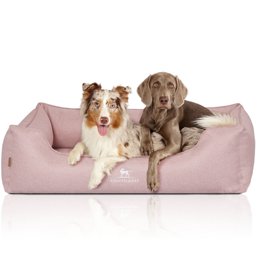 Knuffelwuff ortopædisk hundekurv Luisa i velour håndvævet Sunshine Edition XL 105 x 75cm lyserød